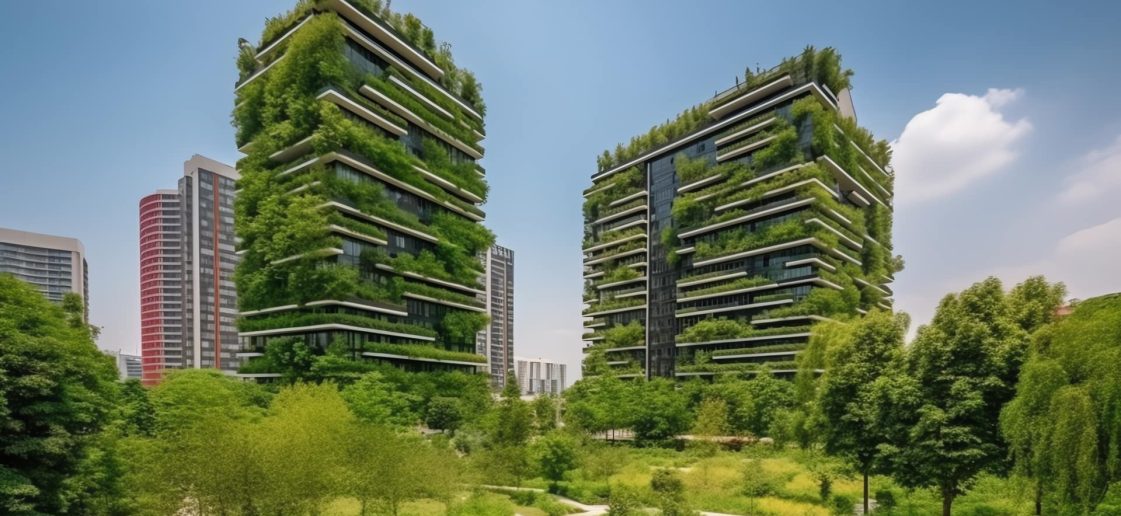 vecteezy green skyscrapers in sustainable city with trees and nature 23007736 309 1